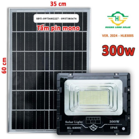 Đèn pha năng lượng mặt trời solar light 300w HL-8300S– Tấm pin mono – Mẫu mới 2024