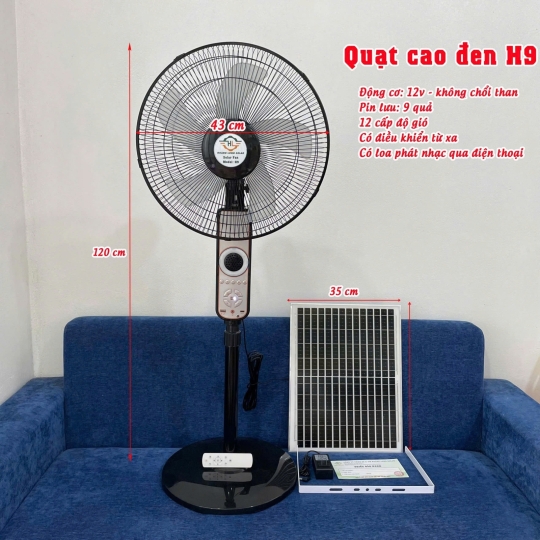 Quạt H9 Động cơ 12v ,không chổi than  Pin lưu 9 quả 12 cấp độ gió  Có loa phát nhạc qua điện thoại 
